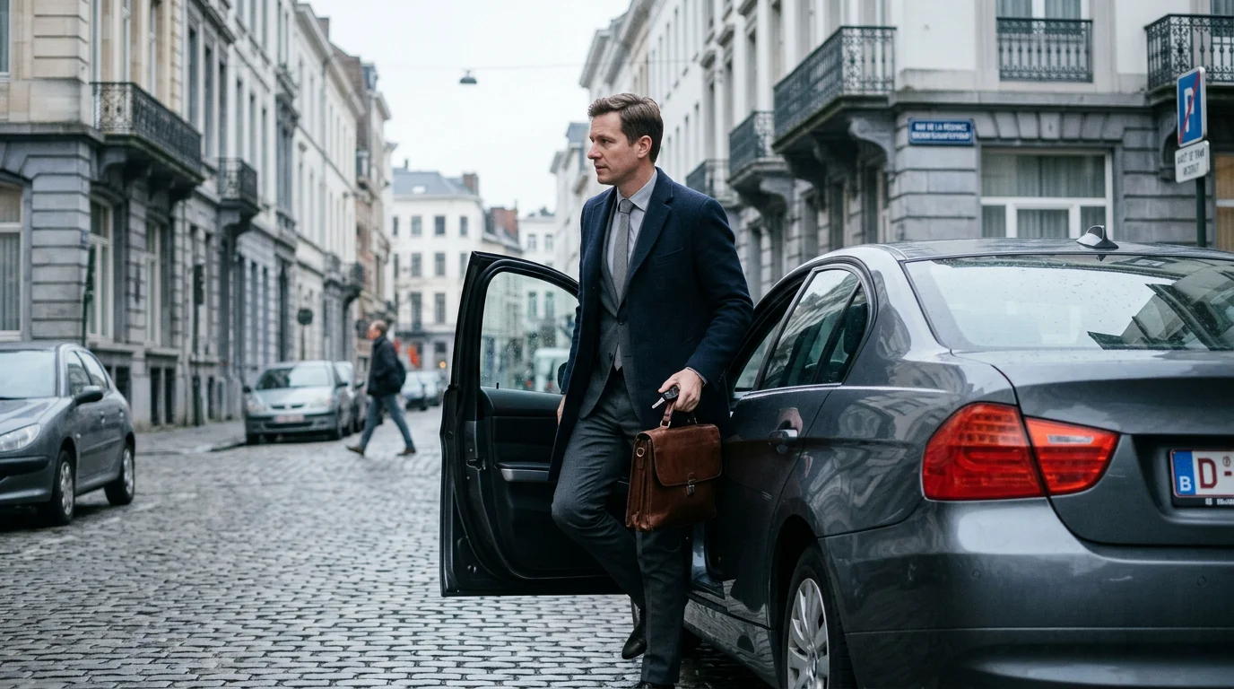 Professionnel montant en voiture pour un déplacement de service