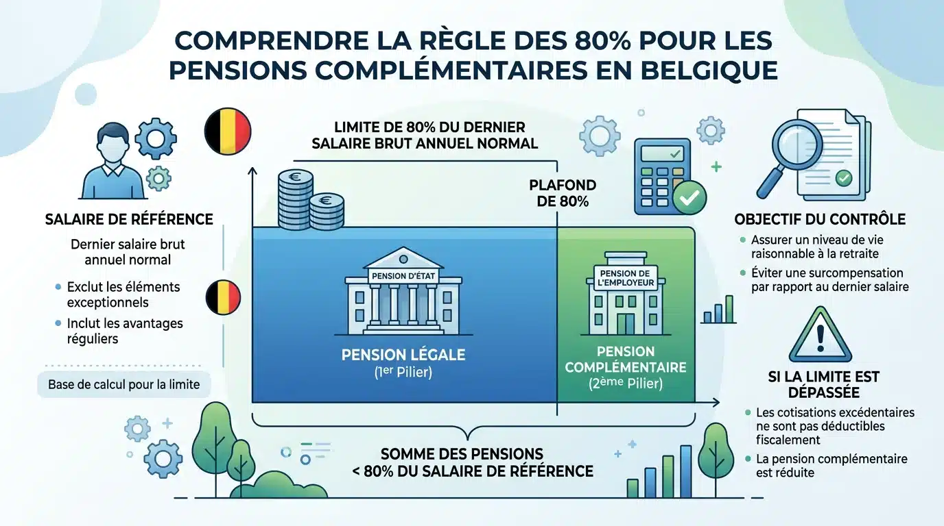 Schéma expliquant la règle des 80 % appliquée à la pension complémentaire
