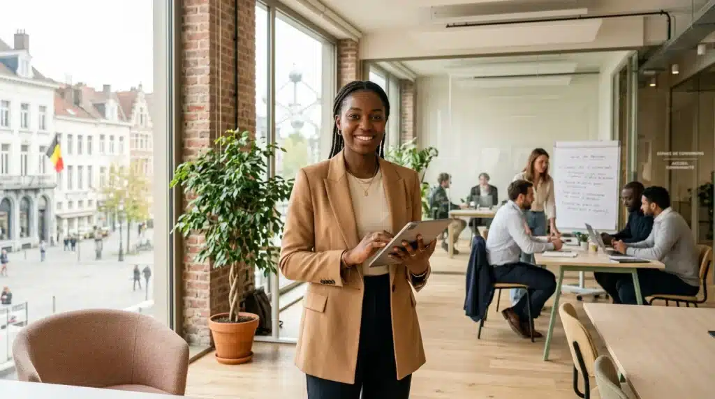 Jeune entrepreneur lançant son activité indépendante en Belgique