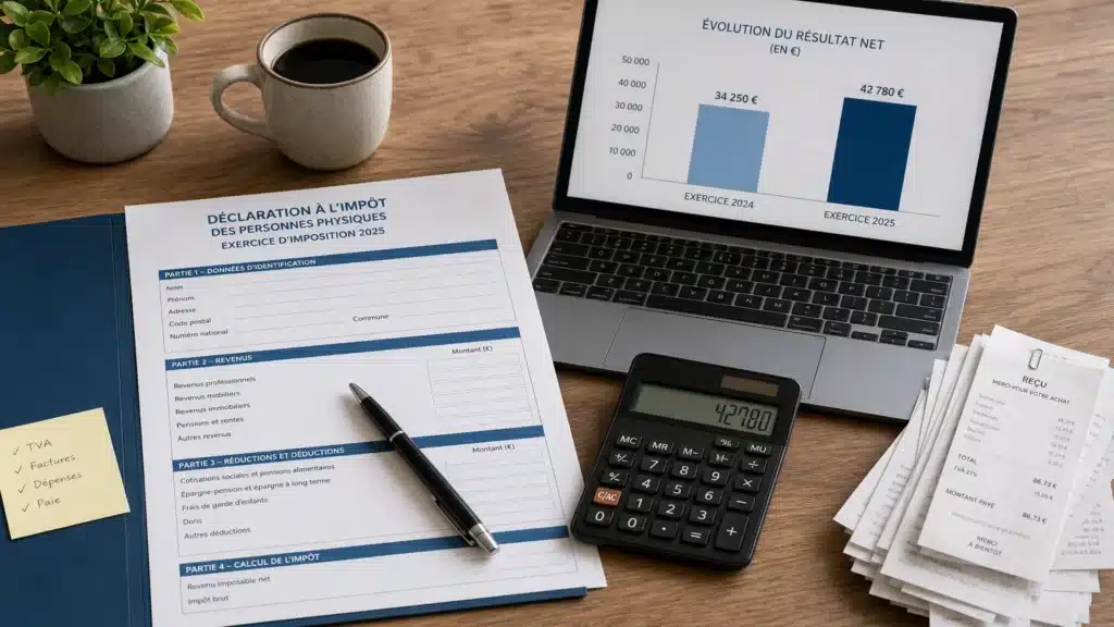 Déclaration fiscale belge, calculatrice et reçus pour comparer forfait et frais réels