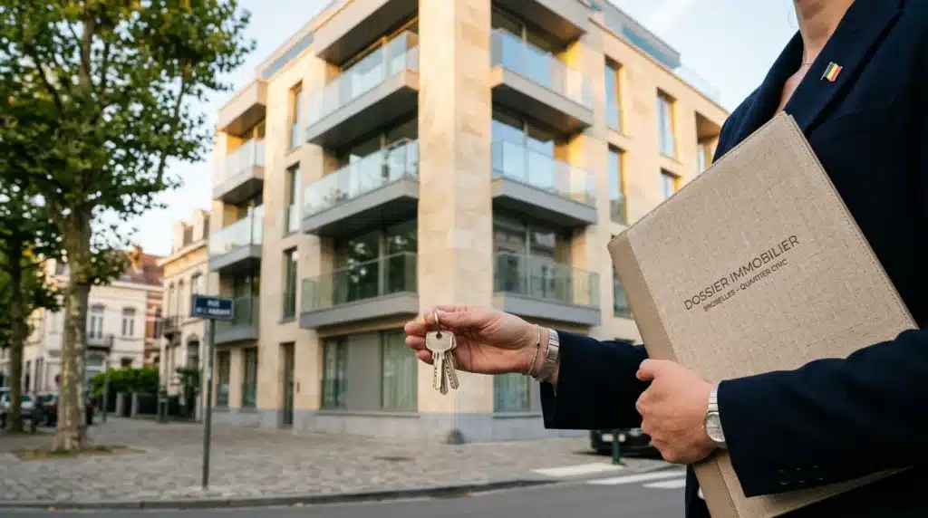 Immeuble de rapport à Bruxelles symbolisant l'investissement immobilier via une société