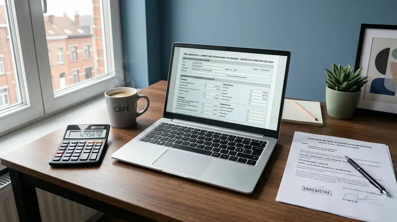Bureau à domicile avec un bail et une déclaration fiscale pour la déduction d'un loyer professionnel