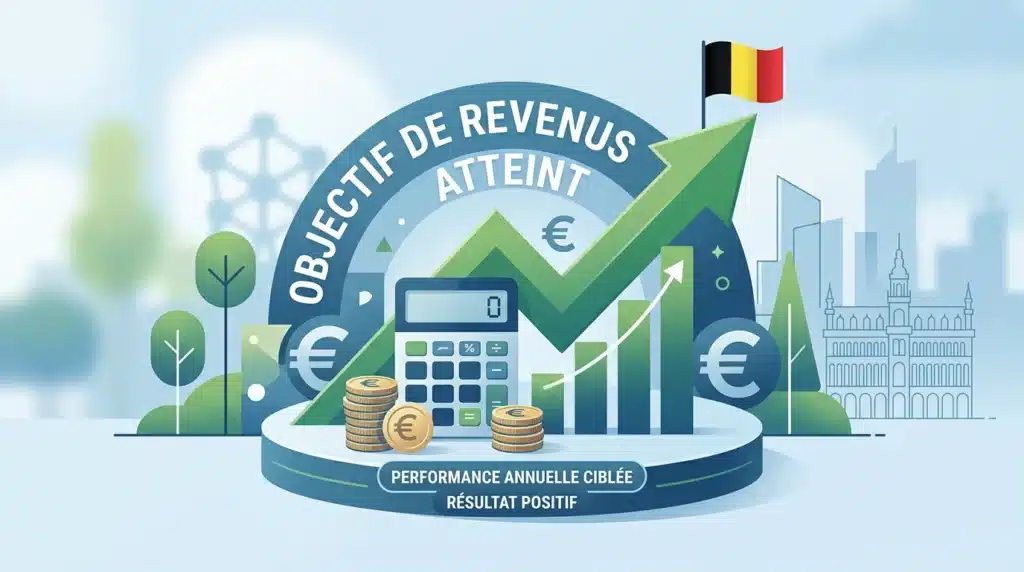 Illustration conceptuelle d'un objectif de chiffre d'affaires atteint par un indépendant belge