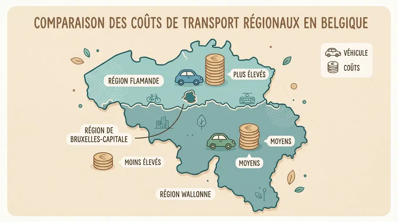 Comparaison illustrée des taxes automobiles par région belge