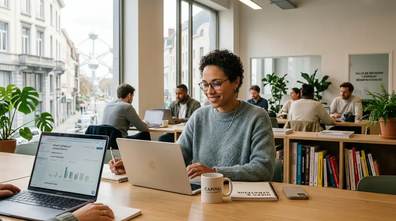 Indépendant travaillant dans un espace de coworking à Bruxelles