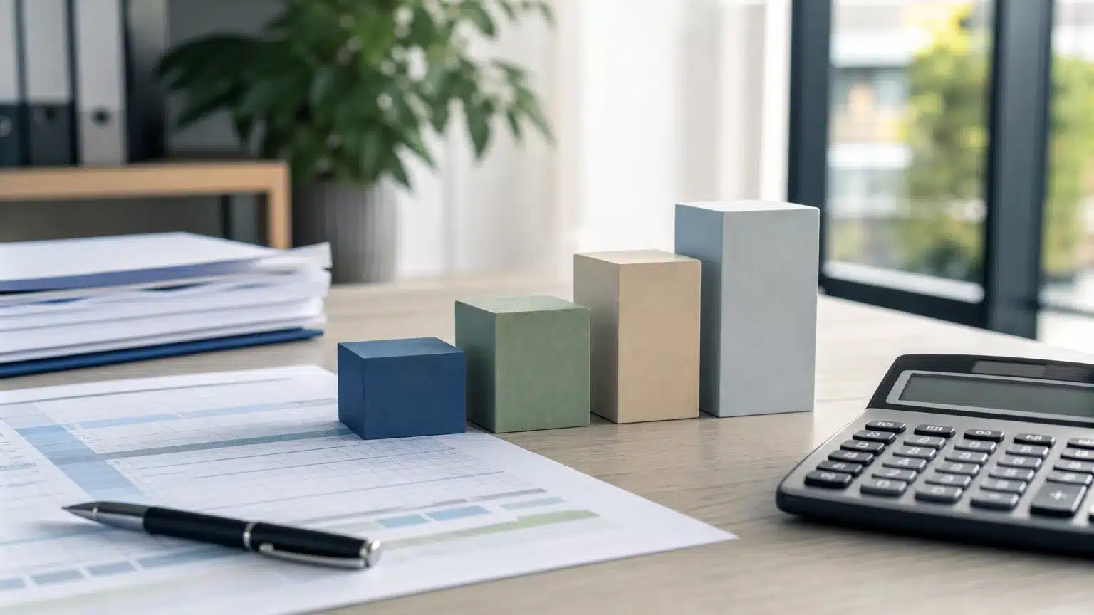 Calcul progressif de l’impôt représenté par plusieurs niveaux sur un bureau