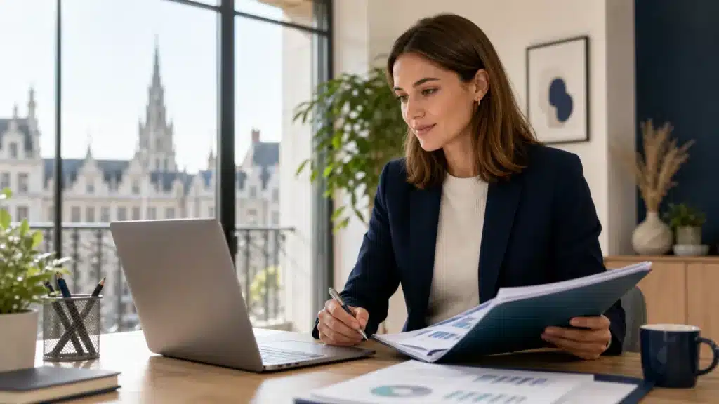 Entrepreneur préparant le financement d’un site web en Belgique